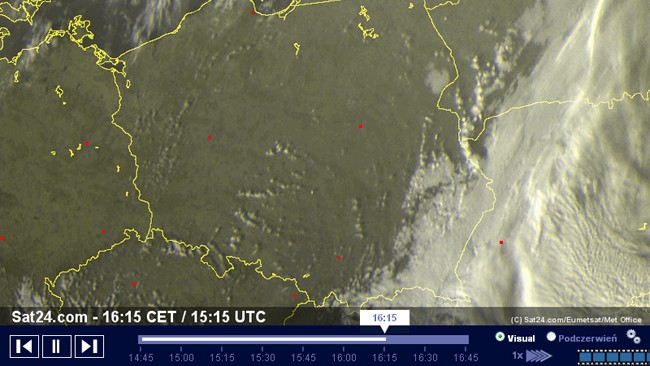 Zdjęcie satelitarne Polski z godziny 16:15 dnia 23.02.2013