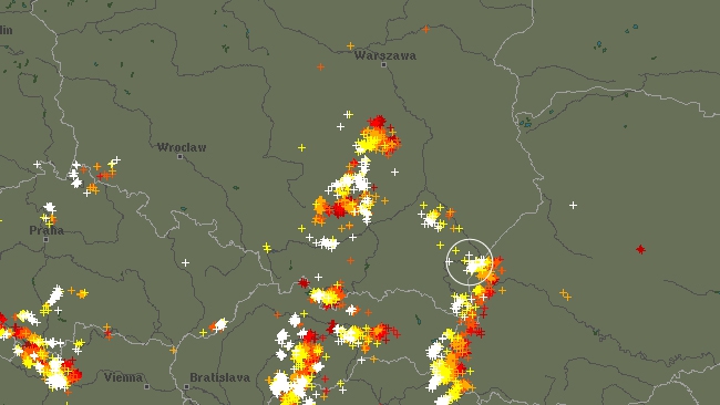 Detektor wyładowań - zdjęcie z godziny 13:30