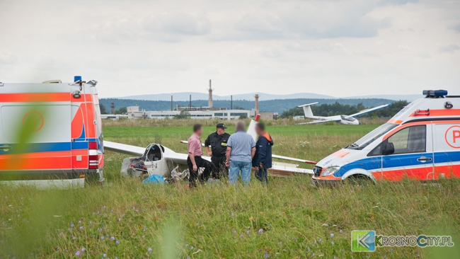 22 lipca 2012 - wypadek szybowca na krośnieńskim lotnisku