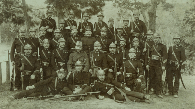 Żandarmeria austriacka stacjonująca w Krośnie, 1908 r.
