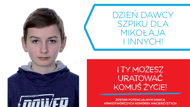 Mikołaj Najbar, 14-latek z Krosna chory na nowotwór krwi - ostra białaczka limfoblastyczna.