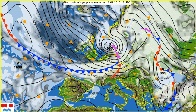W środku tygodnia niskie, wahające się ciśnienie. Przelotnie popada, wzrośnie temperatura.