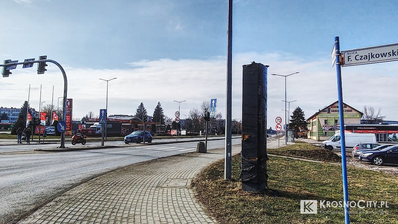 Nieczynny fotoradar przy ul. Składowej na DK28.