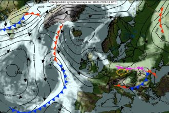Początek tygodnia przyniesie opady deszczu i ochłodzenie. Źródło: ČHMÚ (Chmi.cz)