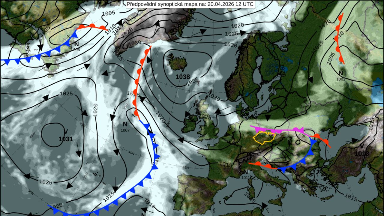 Początek tygodnia przyniesie opady deszczu i ochłodzenie. Źródło: ČHMÚ (Chmi.cz)