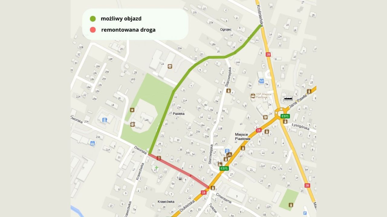Remont ulicy Dworskiej w Miejscu Piastowym.