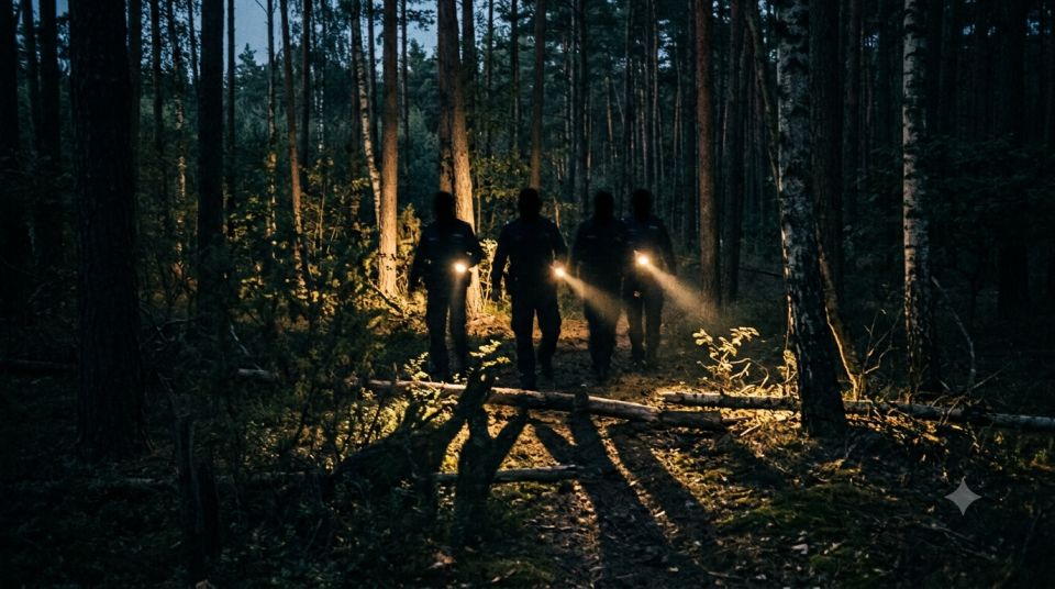 Nocne poszukiwania w kompleksie leśnym. Rymanowscy policjanci w porę odnaleźli 81-latkę