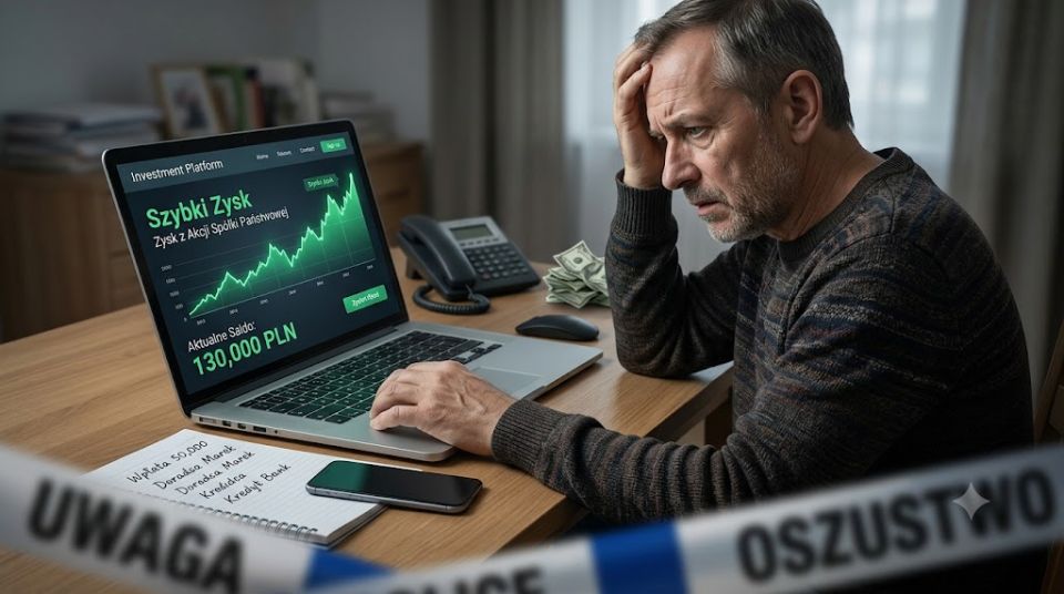 Pułapka na szybki zysk: Mieszkaniec Podkarpacia stracił niemal 130 tysięcy złotych