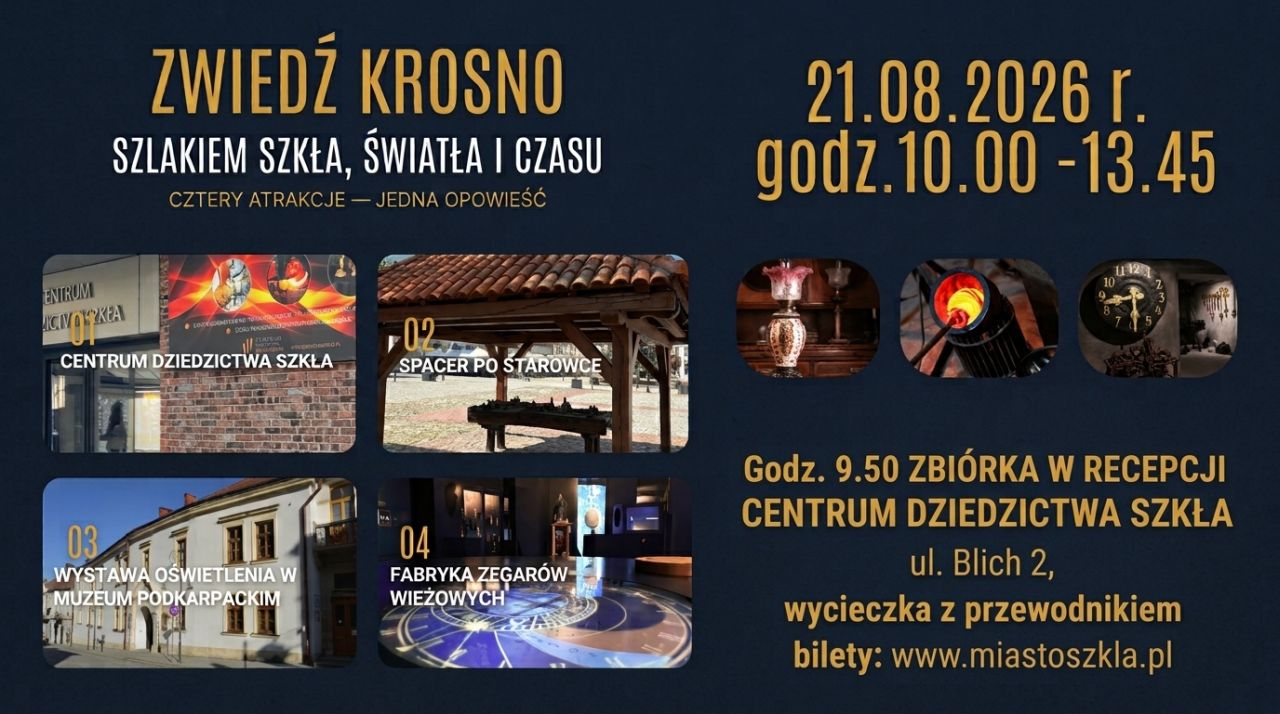 Odkryj Krosno szlakiem szkła, światła i czasu. Wyjątkowy spacer z przewodnikiem