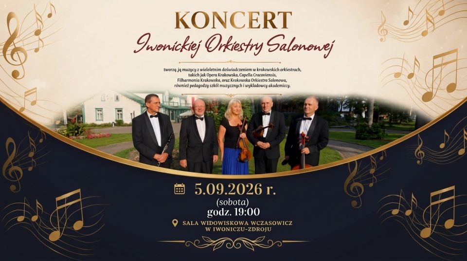 Wyjątkowe brzmienia w sercu uzdrowiska. Iwonicz-Zdrój zaprasza na koncert Iwonickiej Orkiestry Salonowej