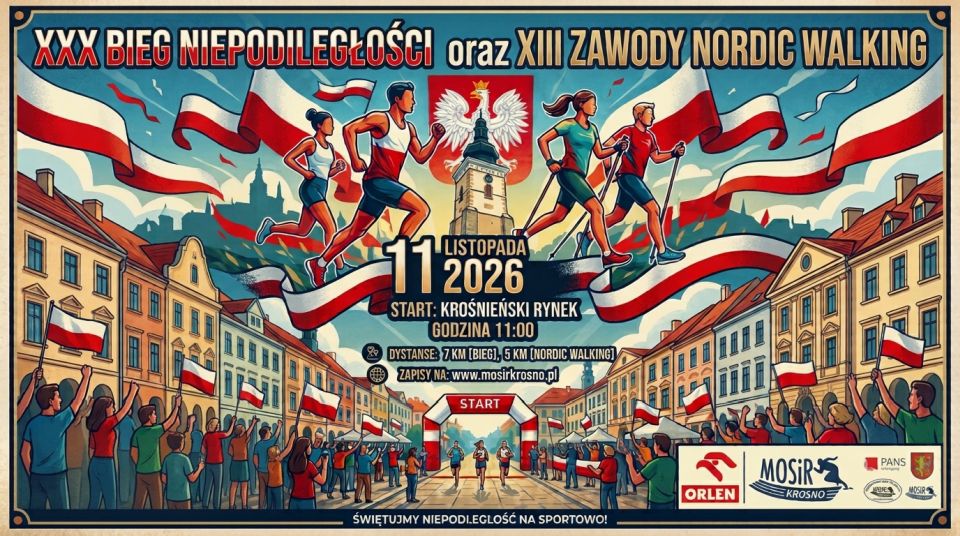 Trwają zapisy do XXX Biegu Niepodległości i XIII Zawodów Nordic Walking w Krośnie