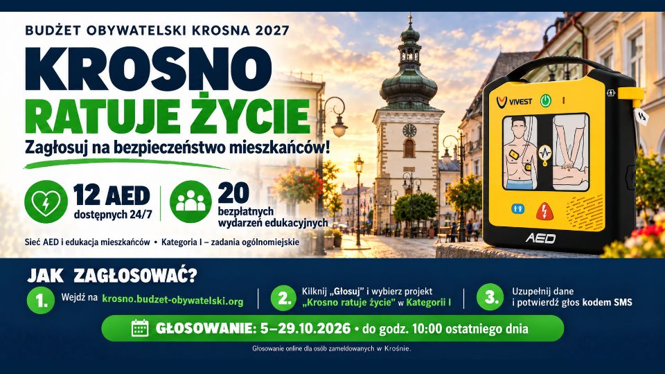 12 defibrylatorów i edukacja mieszkańców. „Krosno ratuje życie” w Budżecie Obywatelskim