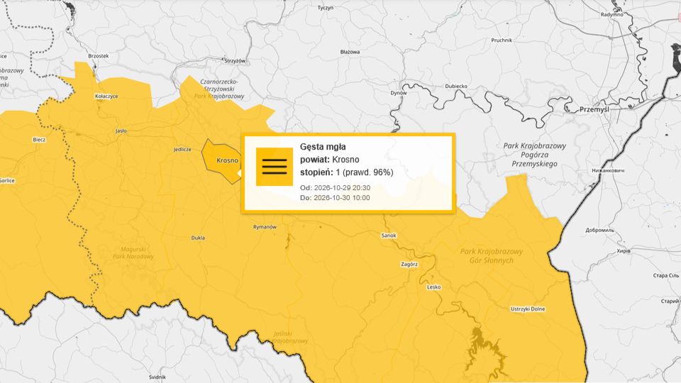 Alert meteo: gęsta mgła w regionie