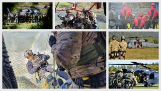 Policyjni kontrterroryści z Rzeszowa i innych miast ćwiczyli w Bieszczadach z użyciem śmigłowca Black Hawk [FILM]