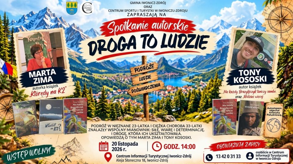 Spotkanie autorskie w Iwoniczu-Zdroju. Marta Zima i Tony Kososki opowiedzą o swoich życiowych drogach