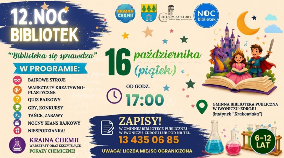 Wyjątkowa noc pełna przygód. Przed nami 12. Ogólnopolska Noc Bibliotek w Iwoniczu-Zdroju