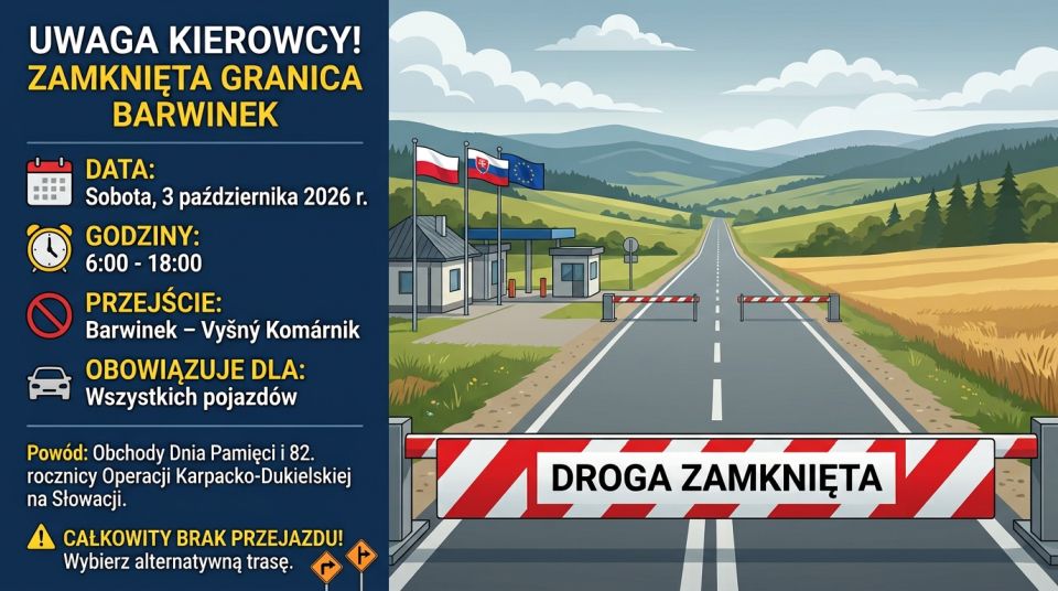 Planujesz podróż przez Barwinek? Wkrótce natrafisz na zamkniętą granicę